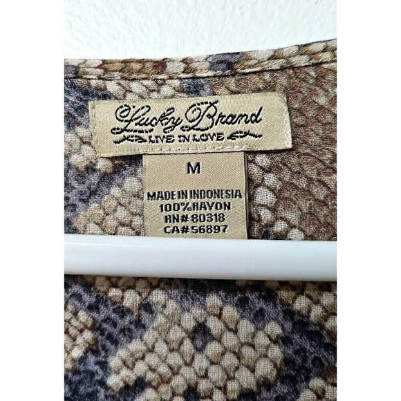LUCKY BRAND Long Sleeve Snake Print Bottom Adjustable String Breathable Shirt M - Picture 2 of 4